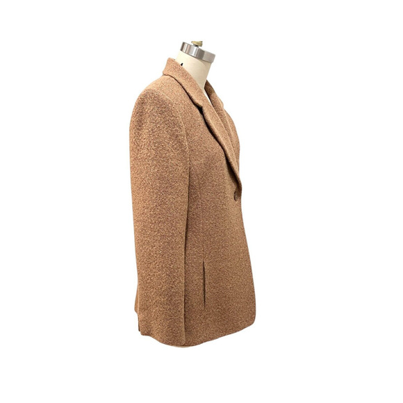 Vintage Linda Allard Ellen Tracy Blazer Jacket Wool Blend Camel with Gold Sz 8 - Picture 2 of 7